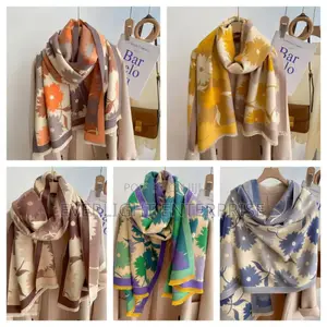 Luxury Floral Print Scarf for Women Warmer