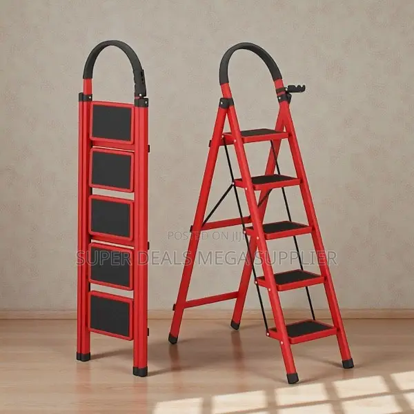 Non Slip Ribbed Steps Stable Base 5 Step Ladder Stepladder