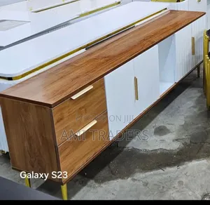 Natural Stand With White Doors
