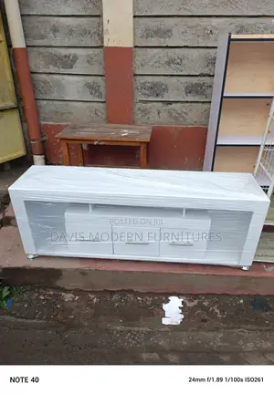 Brand-New White Tv Console Cabinet With 3 Drawers – Modern Media Stand