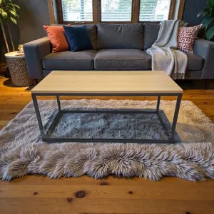 Felly Modern Design Coffee Table Oak And Black Frame