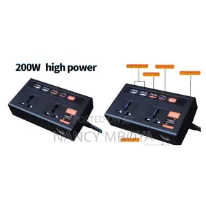 200w Car Inverter With 4 Usb Plus One Type C Ports and 2 Sockets