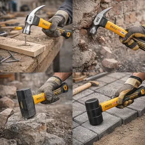 Ingco 4pcs Hammer Set, Claw Hammer, Rubber Hummer, Stoning Hammers