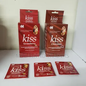 72pc Kiss Strawberry Condoms / Premium Lubricated Protection Condoms