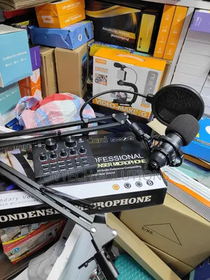 Live Podcast V8 Condenser Microphone Plus Sound Card