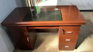 Mahogany Executive Desk With Glass Top Lockable Drawers
