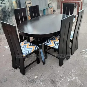 Oval Walnut 6-Seater Dinning Table Set