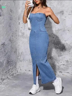 Front Slit Denim Dress