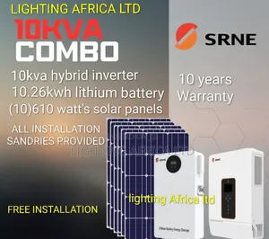 Srne 10kva - 10.26kwh Off-Grid - (10)610watts Solar Free Installation