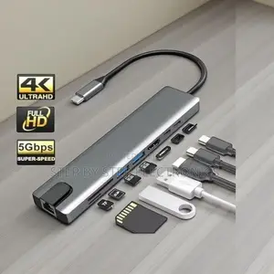 Uhd Video Support Docking Station 8 in 1 Usb Type-C Hub Port Adapter