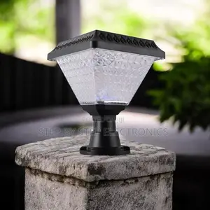 Solar Garden Post Light With Elegant Crystal Shade Design