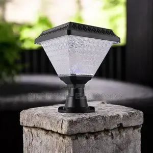 Outdoor Solar Fence Post Light With Diamond Cut Shade