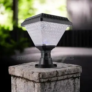 Modern Solar Outdoor Post Light With Decorative Crystal