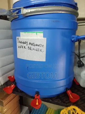 Automatic Red Cups Poultry Drinkers With a Bucket