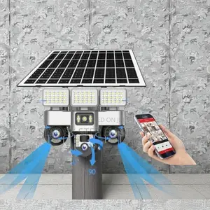 12mp 4g PTZ Rotating Triple Lens Outdoor Camera With Solar Flood Light