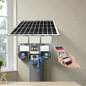 12mp 4g Simcard PTZ Rotating Triple Lens Camera With Solar Flood Light
