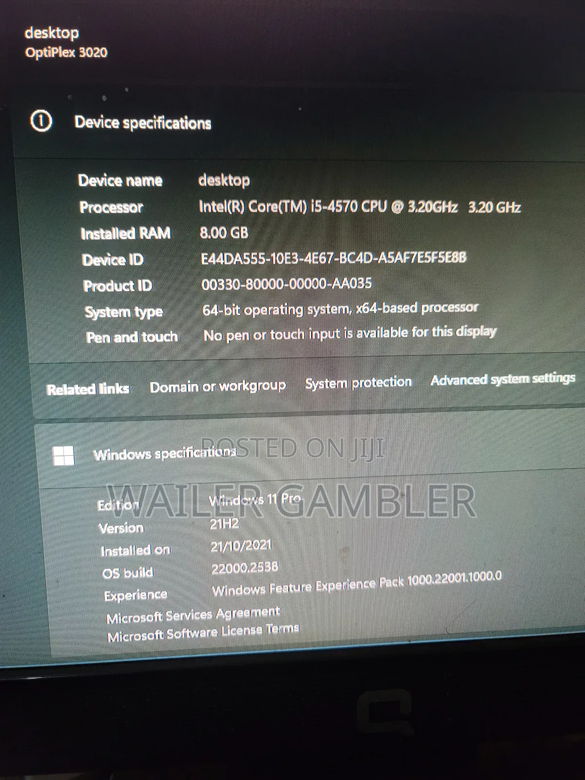 Desktop Computer Dell OptiPlex 3020 8GB Intel Core i5 HDD 2T
