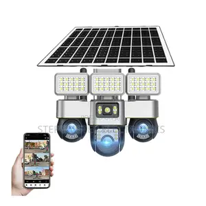 12mp 4g PTZ Rotating Triple Lens Remote View Cam With Solar Floodlight