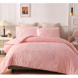 Pink Luxury Tufted Wave Duvet Cover Set With Bedsheet
