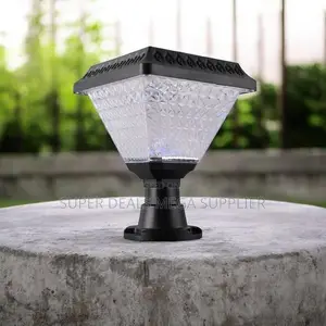 Modern Solar Outdoor Post Light With Decorative Crystal