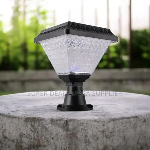 Modern Solar Outdoor Post Light With Decorative Crystal