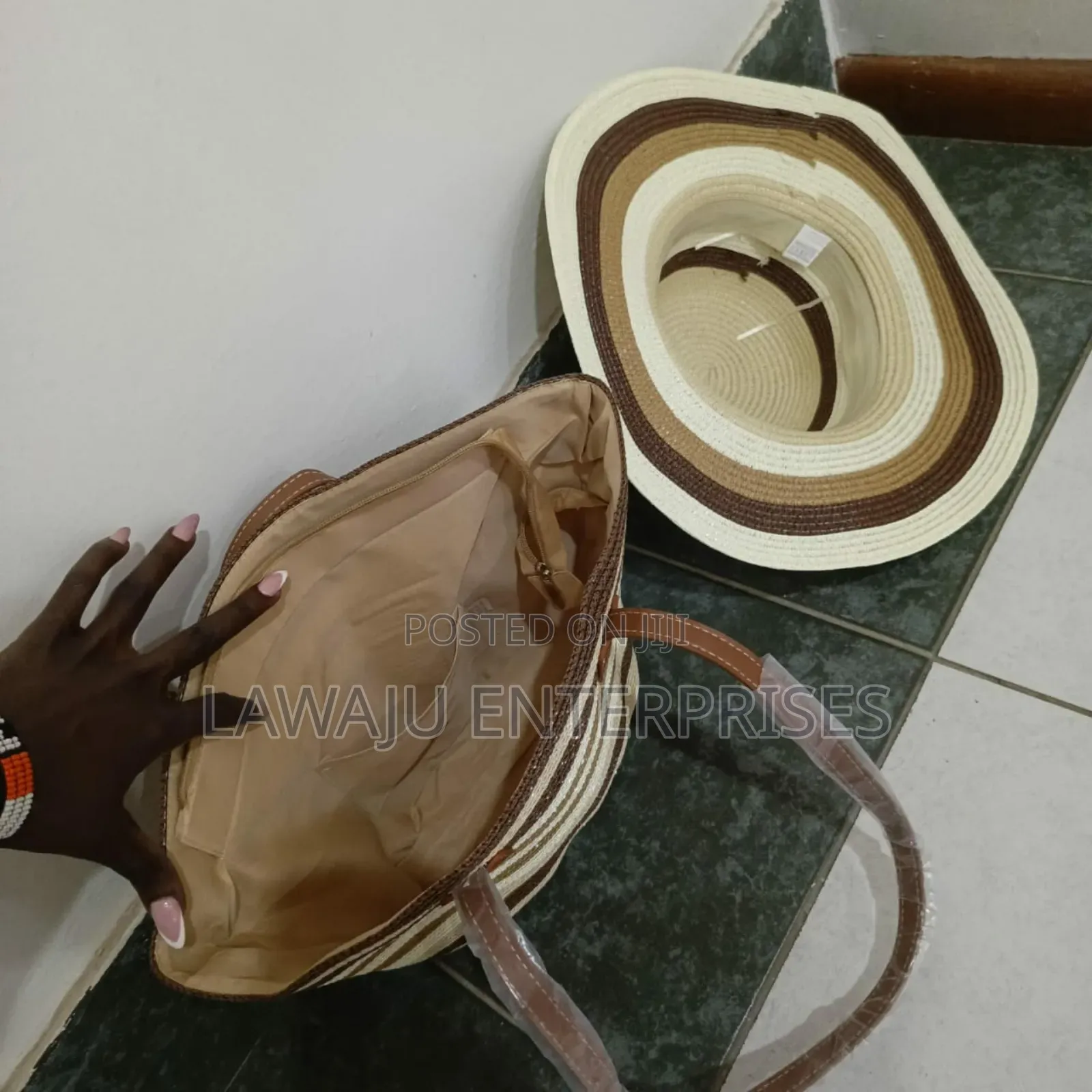 Summer Straw Woven Beach Bag And Hat