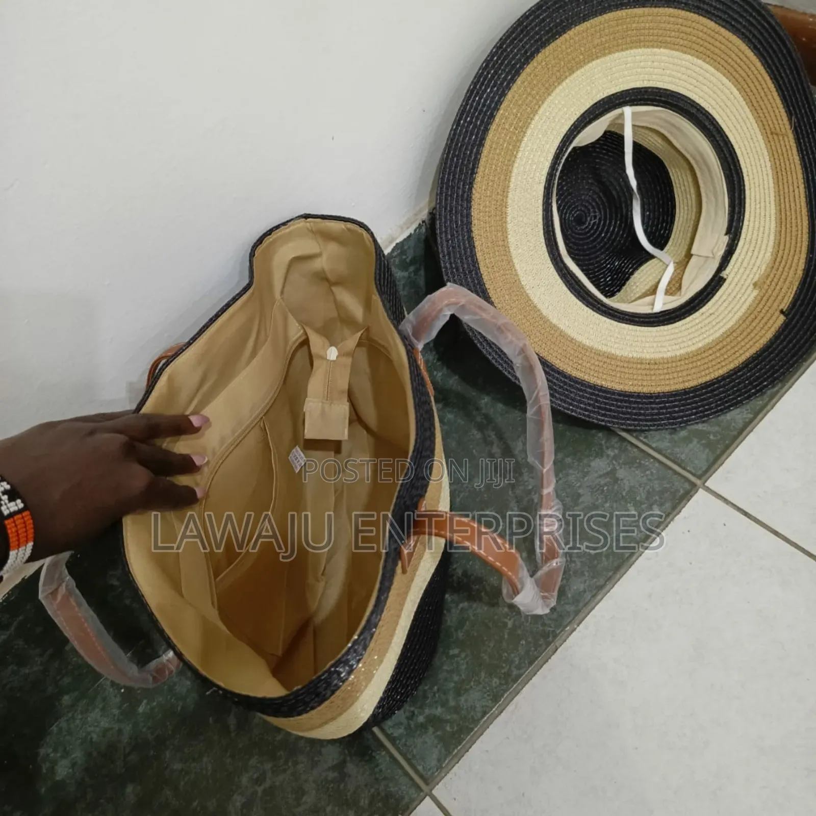 Summer Straw Woven Beach Bag And Hat