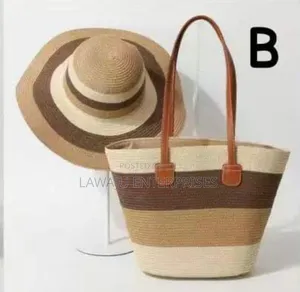 Summer Straw Woven Beach Bag And Hat