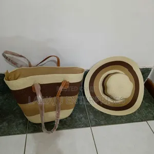 Summer Straw Woven Beach Bag And Hat