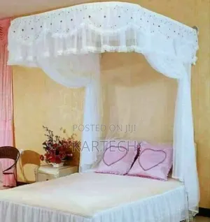 White Two Stand Rail Mosquito Net With Sliding Rails