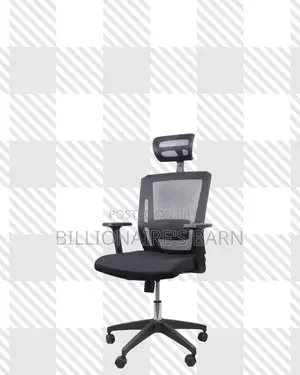 Black Ergonomic Work Chair • Clean Look, Adjustable Headrest Support