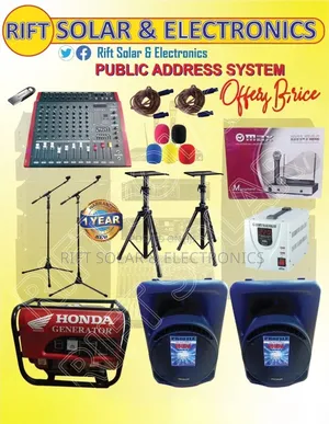 2.5kva Generator - 8ch Powered Mixer - (2) Mid Speakers - Wireless Sys