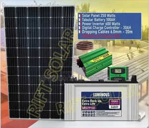 250w Solar - 100ah Tubular Battery - 600w Inverter Full Package