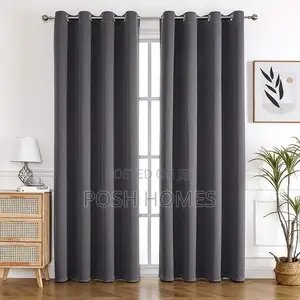 Grey 3 Piece Linen Curtains