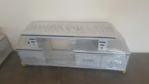 White Executive Tv Stand With a Marble Coating