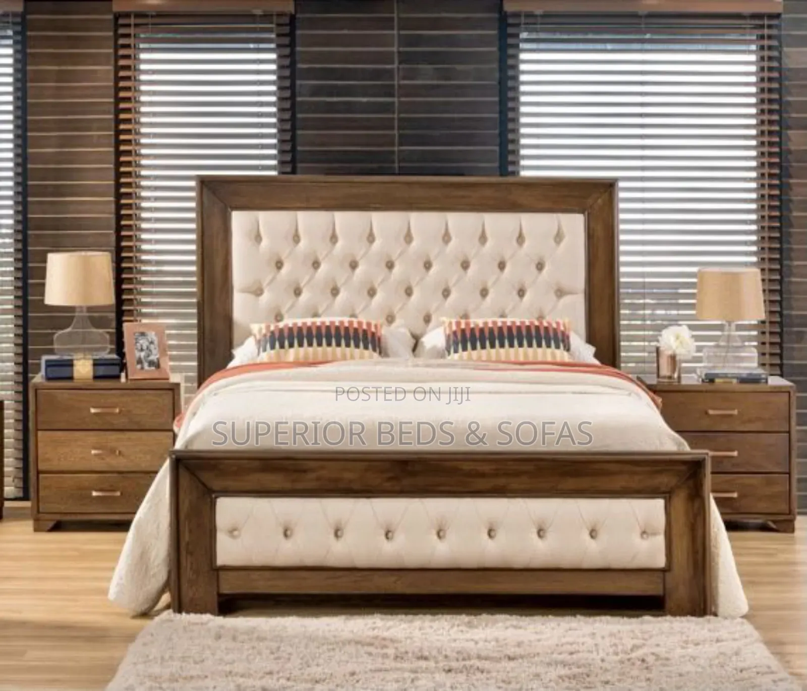 Wooden Tufted Upholstered Bed Size 5 by 6
