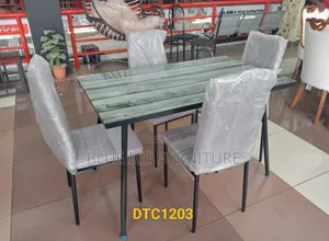 4-Seater Glass Dining Table and Chair