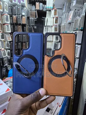 Samsung S25 Ultra Leather Case With 3600 Rotating Magnetic Stand