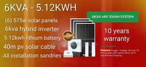 6.2kva Inverter - 5.12kwh Lithium - (6) 575w Solar Free Installation