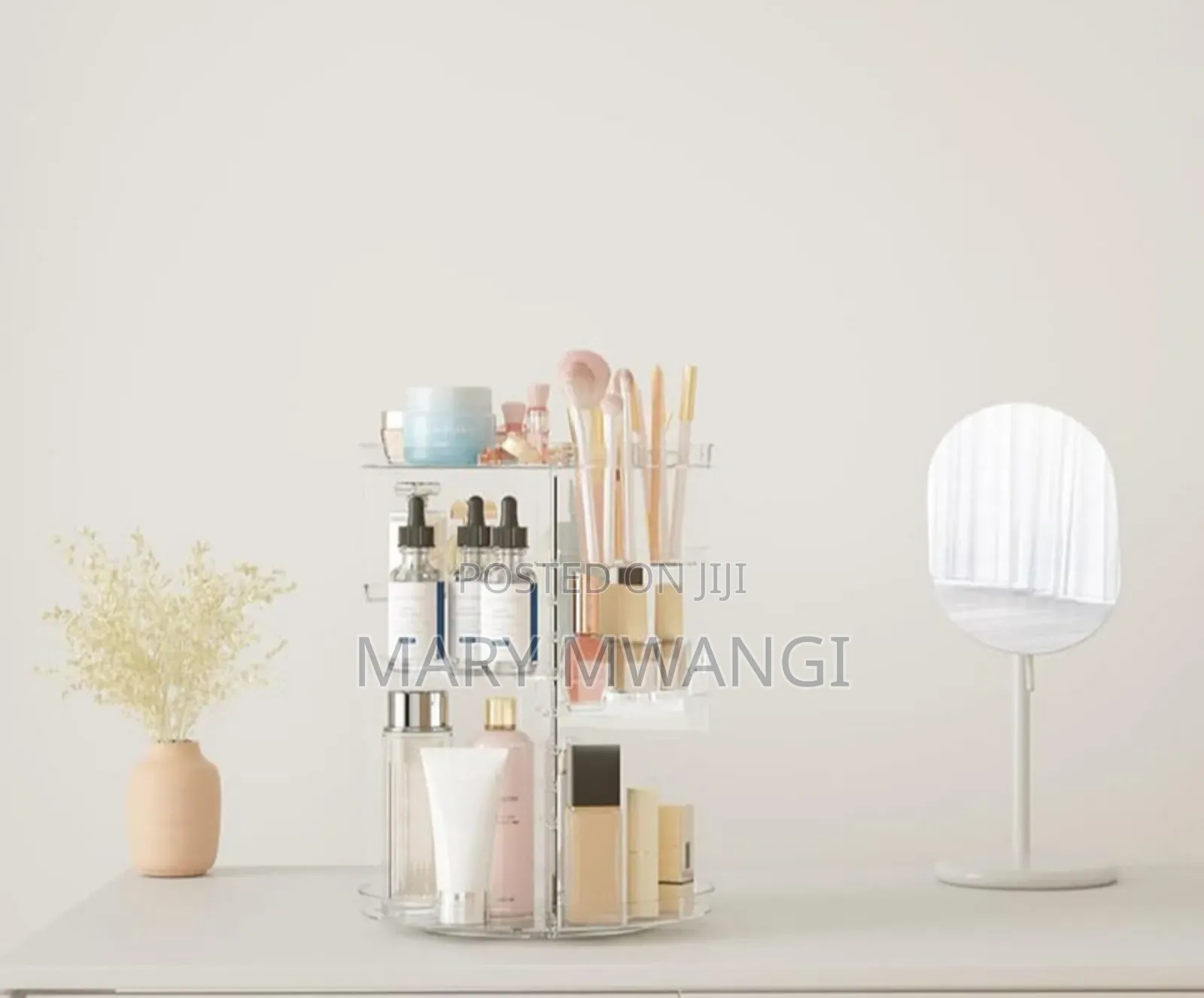 Rotating Makeup Organizer Makeup Display Cabinet With Brush Holder