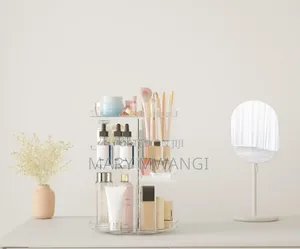 Rotating Makeup Organizer Makeup Display Cabinet With Brush Holder
