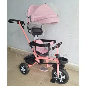 Kids Tricycle With Safety Canopy and Push Handle