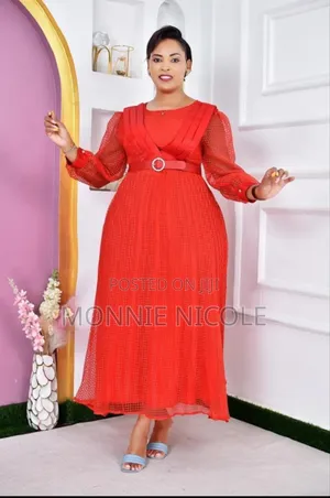 Elegant Red Long Skater Dress