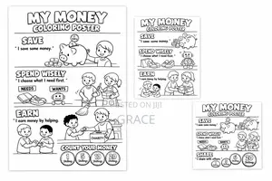 Kids Money Skills Coloring School Pack (Save • Spend • Earn)