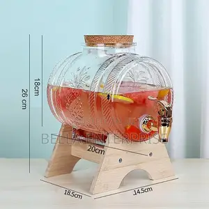 New Arrival5l Horizontal Glass Drum Barrel Dispenser