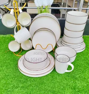 24 PCS Gold Rimmed Trendy Dinner Set