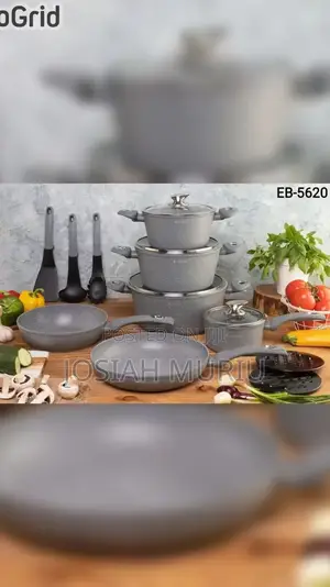 15-Piece Edenberg Eb-5620 Grey Speckled Nonstick Cookware Set.