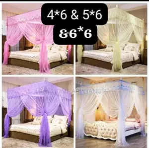 4 Stand Net Rail Mosquito Net Pink, Purple, Cream Sizes 4×6,5×6 $6×6