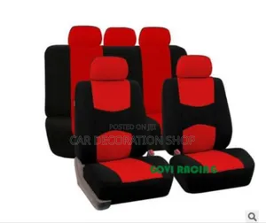 Red Black Breathable Washable Seat Covers With Steering Wheel Cover