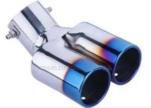 Muffler Tail Pipe Double/Twin Silver Blue/Rainbow Universal Durable